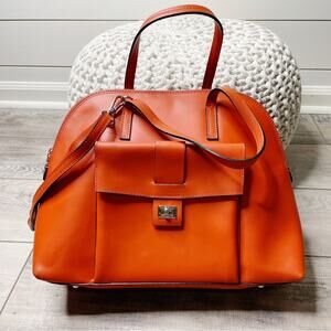 Elegant Orange Leather Satchel